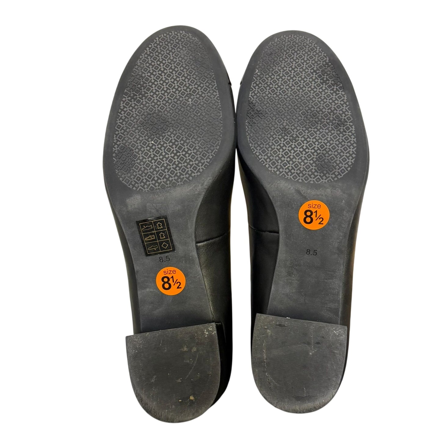 Tory Burch Black Leather Heels With Gold Logo Cap Toe Size 8.5