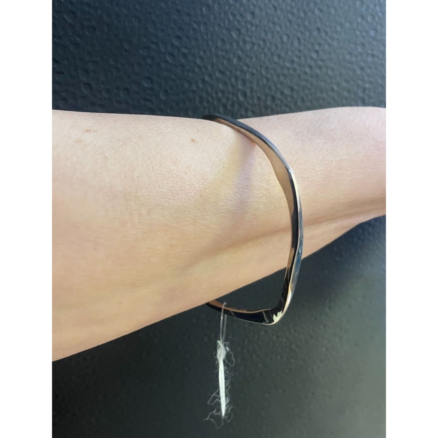 Silpada 925 Sterling Silver Hammered Bangle Bracelet Square Shape Minimalist L