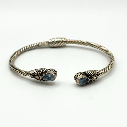Novica Sterling Silver 925 Twisted Cuff Bracelet Blue Topaz Handmade