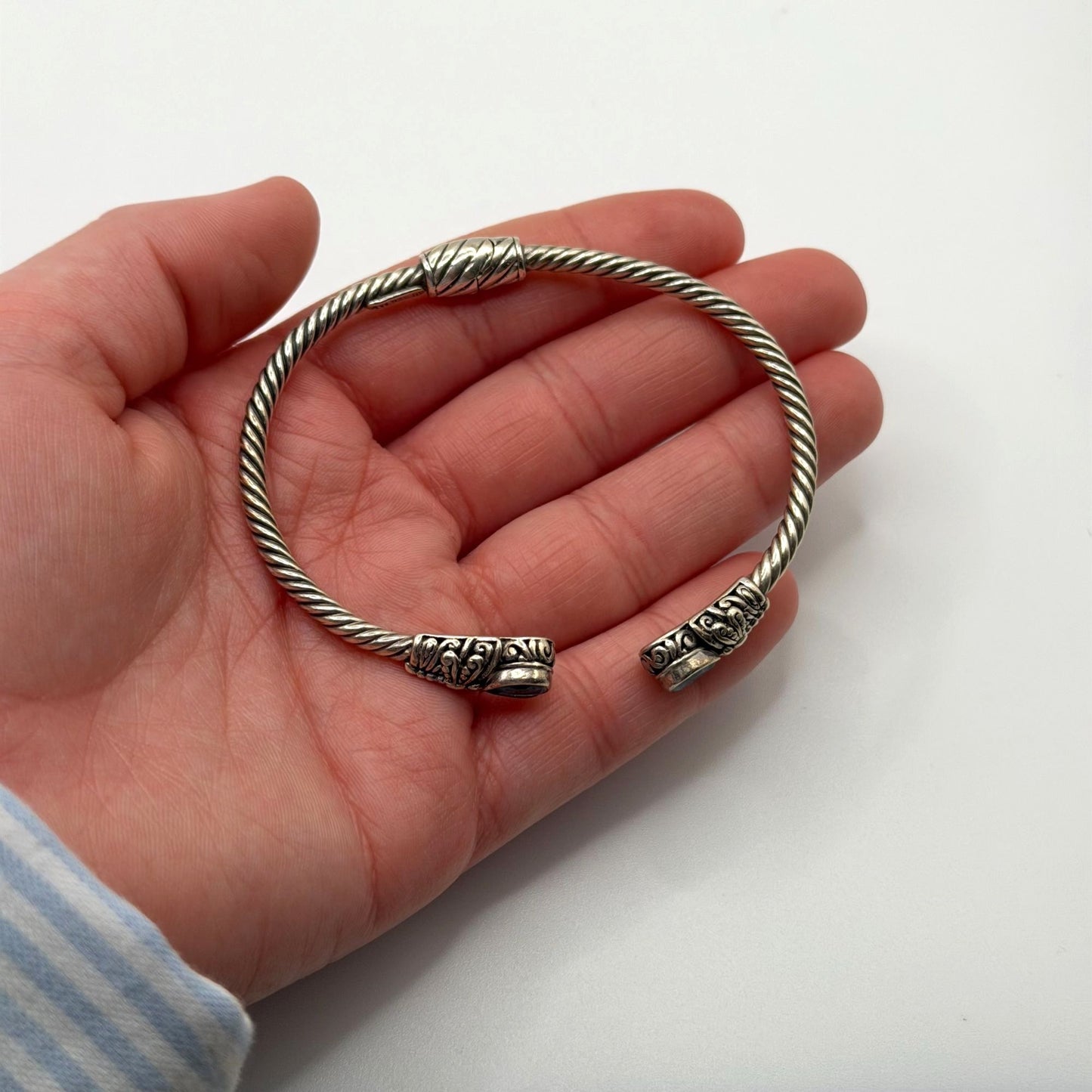 Novica Sterling Silver 925 Twisted Cuff Bracelet Blue Topaz Handmade