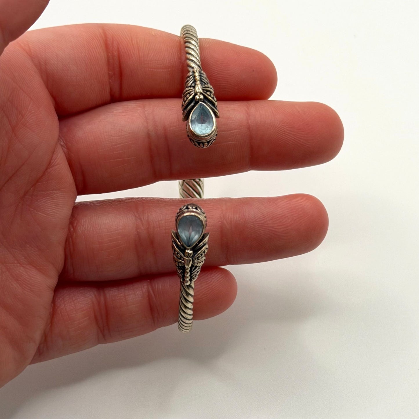 Novica Sterling Silver 925 Twisted Cuff Bracelet Blue Topaz Handmade