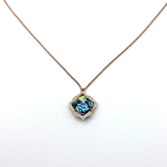 NWT Kendra Scott Kacey Necklace Rose Gold With Abalone Pendant
