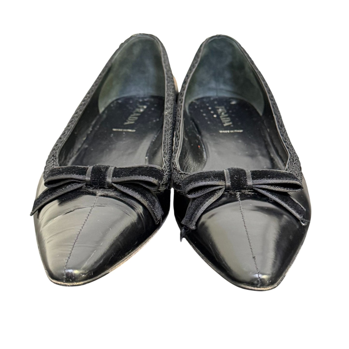 Prada Black Pointed Toe Flats Size 40.5 /10