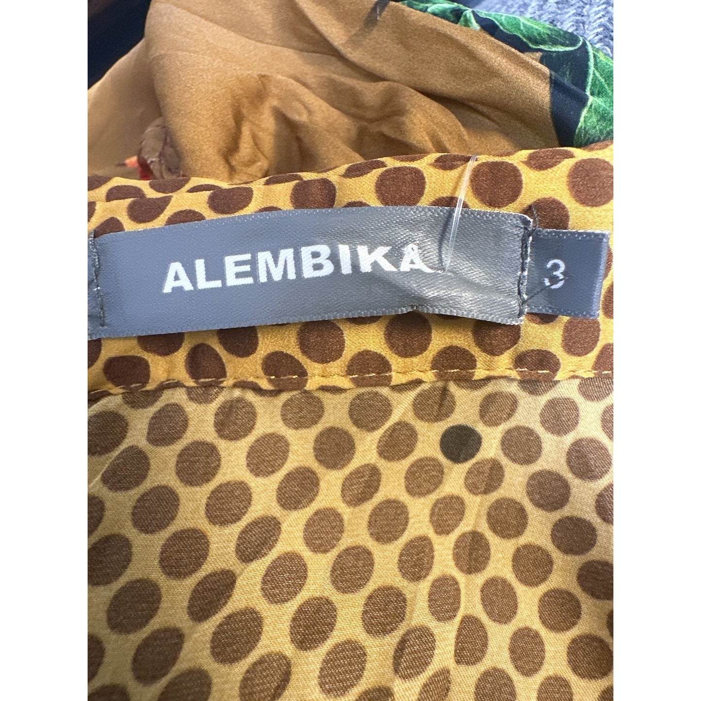 Alembika Gold & Burgundy Print Dress Size 10/12 (Alembika 3)