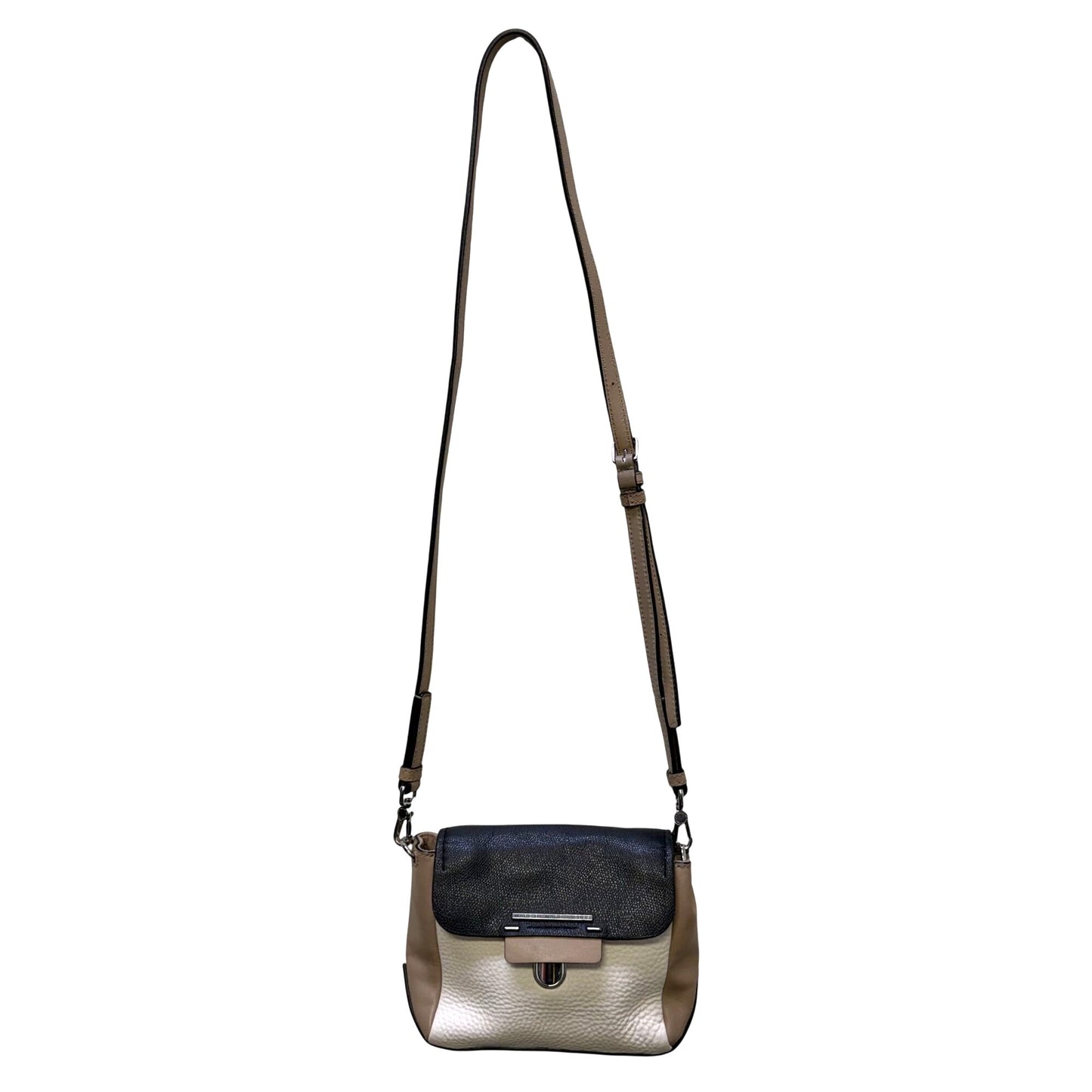 Marc By Marc Jacobs Crossbody Bag Black White Tan Leather Adjustable Strap