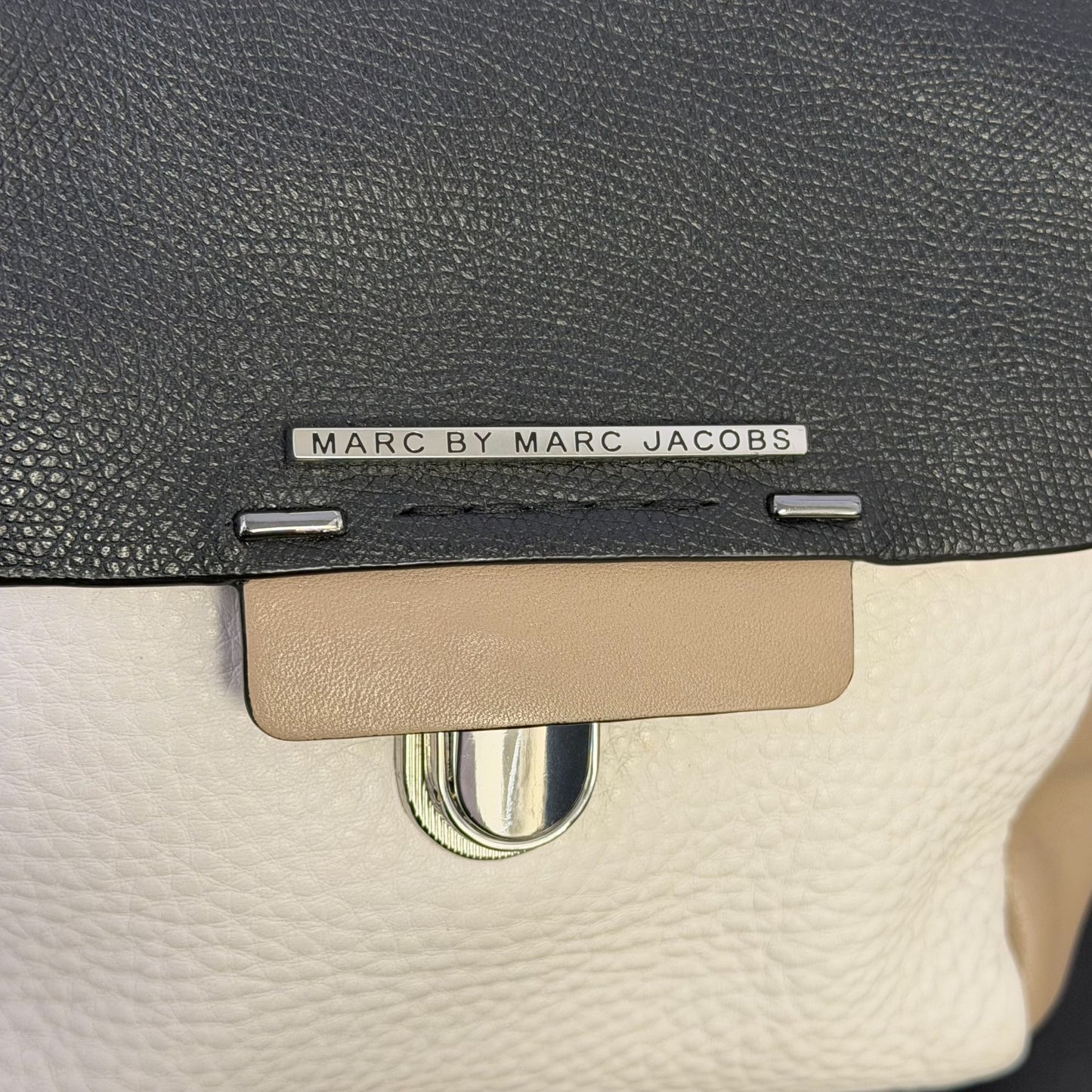 Marc By Marc Jacobs Crossbody Bag Black White Tan Leather Adjustable Strap