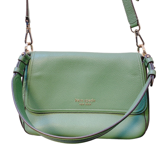 Kate Spade New York Green Leather Satchel Crossbody Bag Small