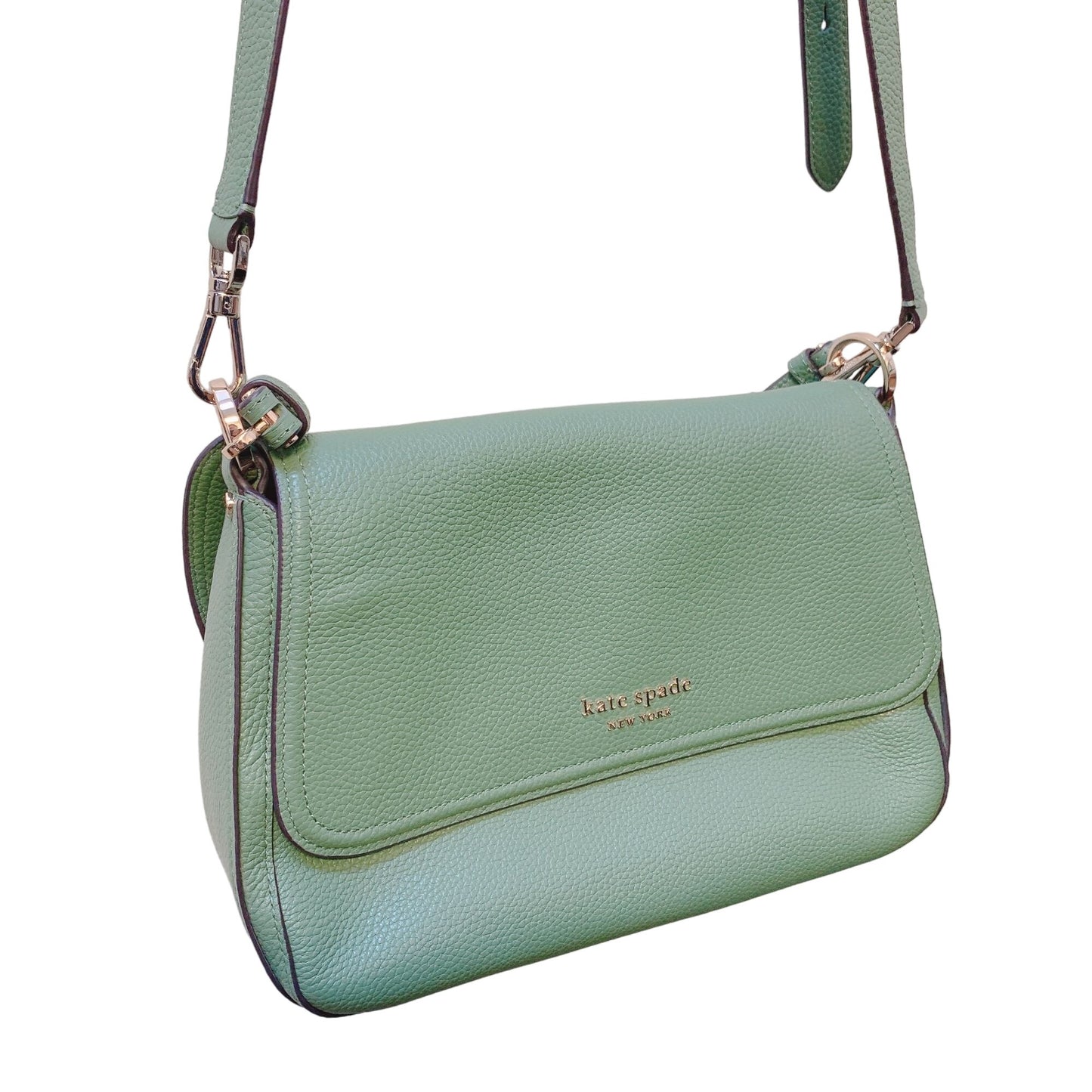 Kate Spade New York Green Leather Satchel Crossbody Bag Small