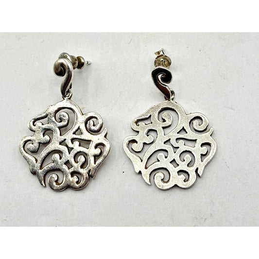 Barse 925 Sterling Silver Scroll Dangle Earrings