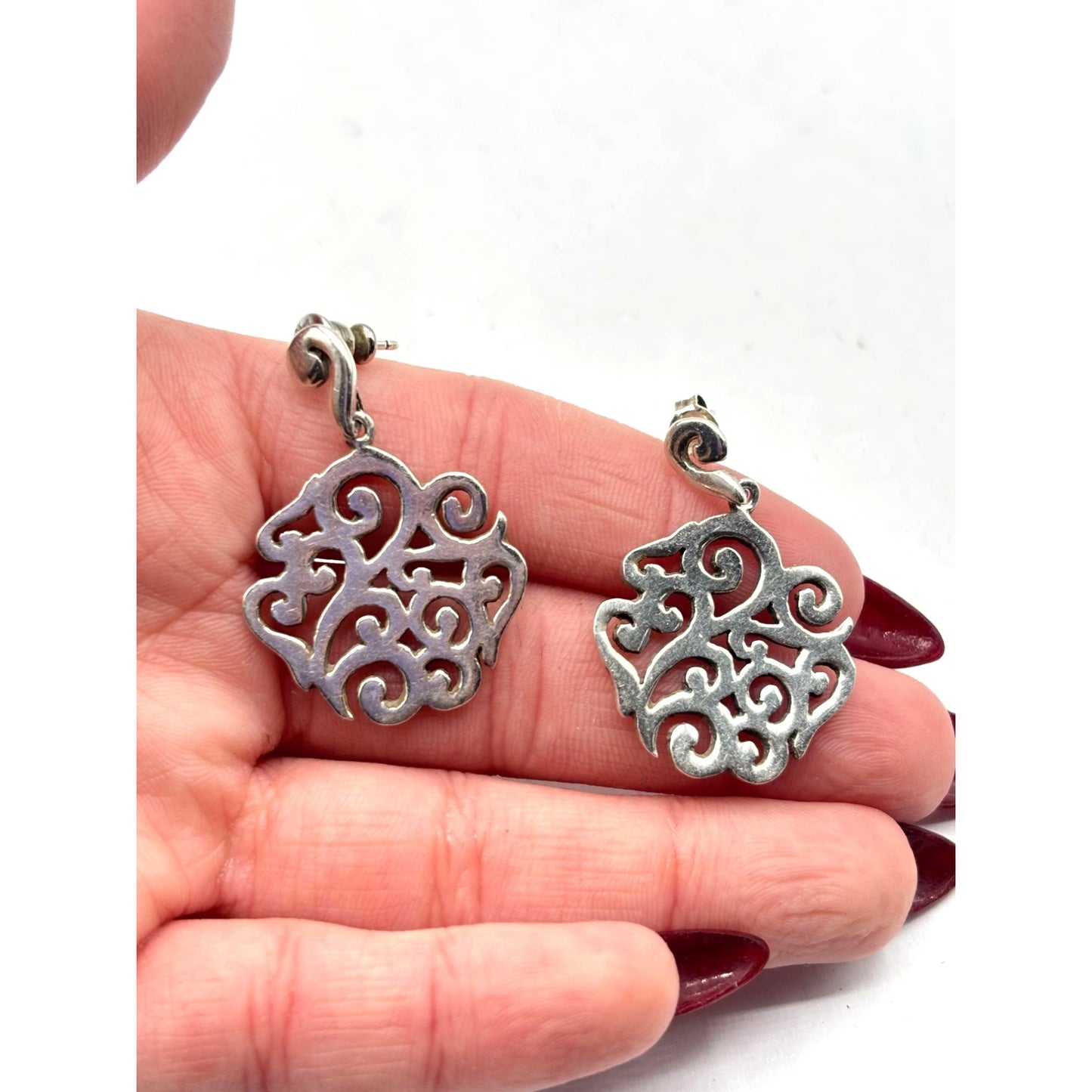 Barse 925 Sterling Silver Scroll Dangle Earrings