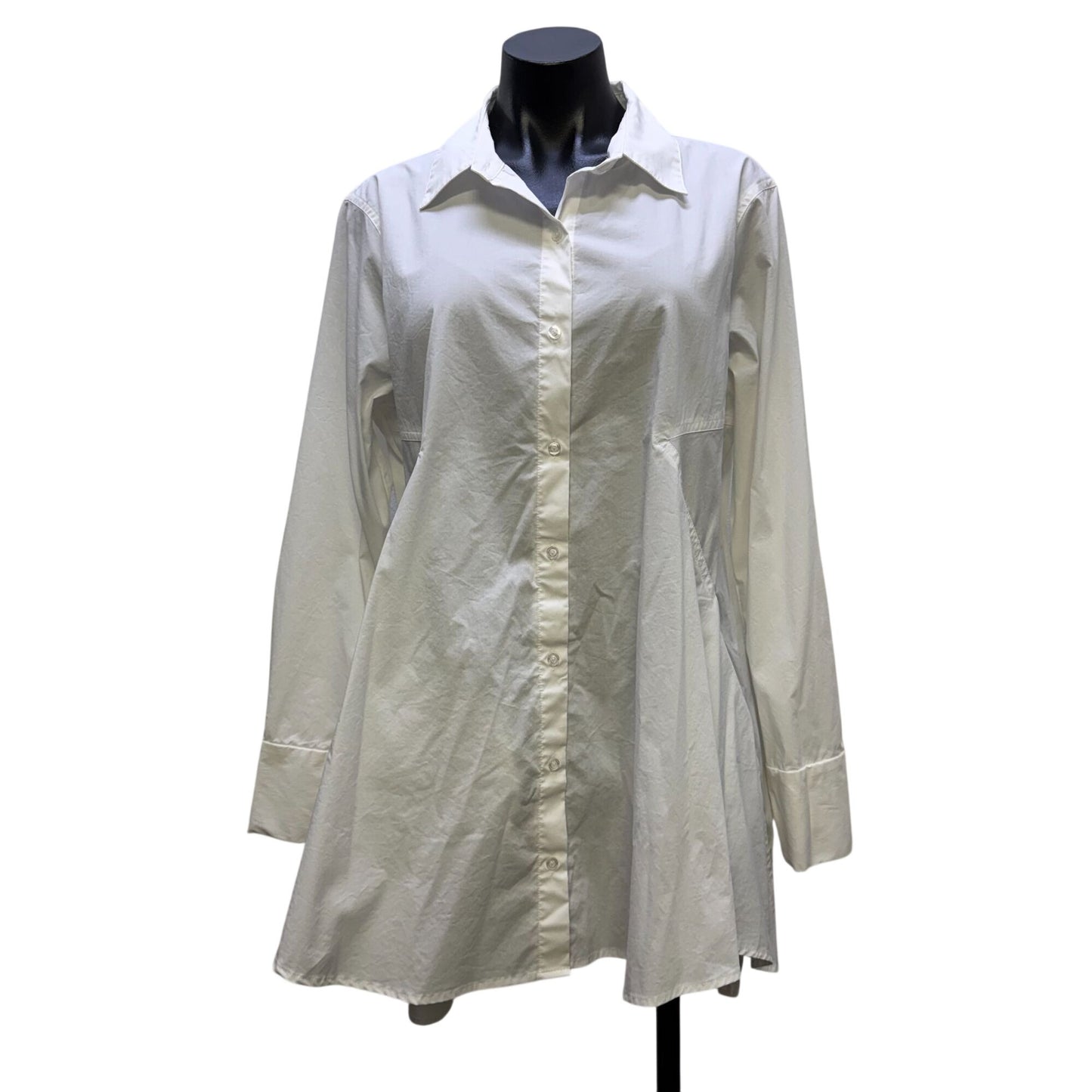 Donna Karan White Long Sleeve Tunic Blouse L