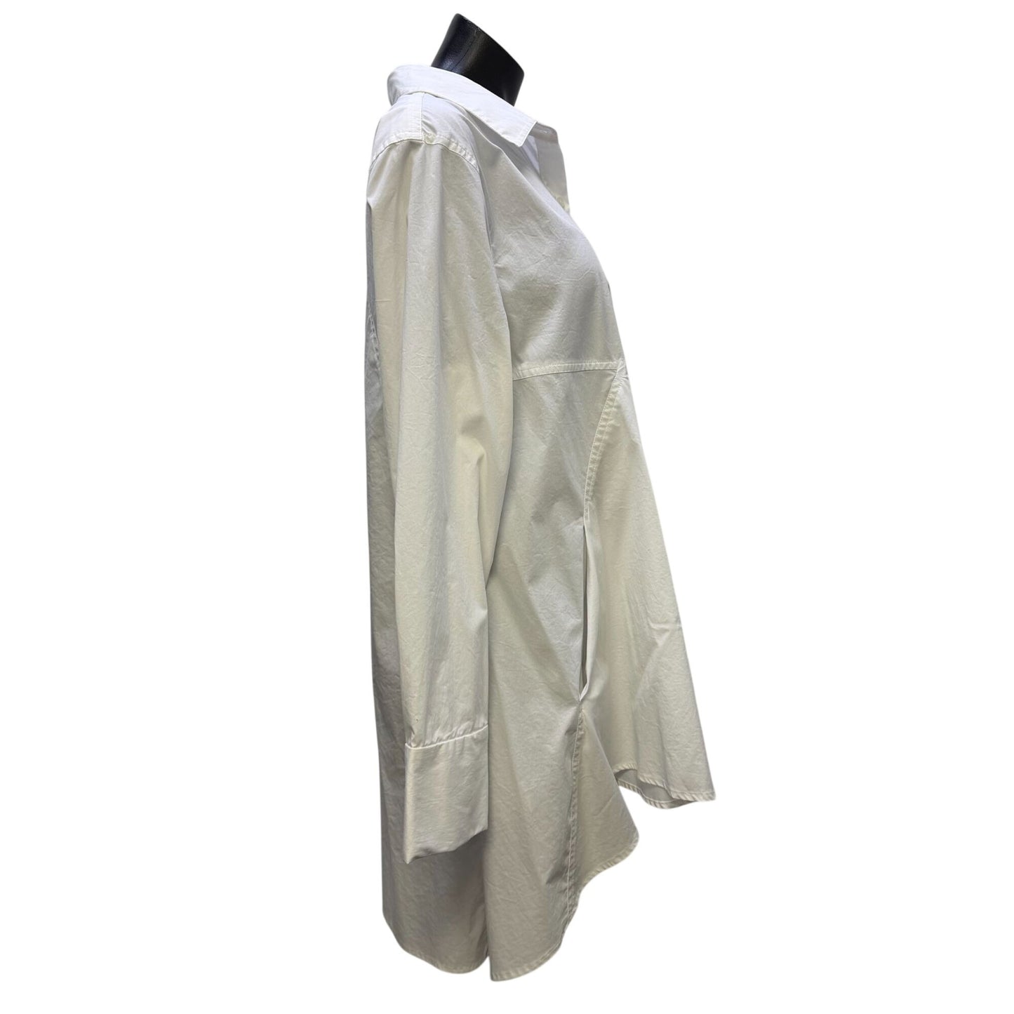 Donna Karan White Long Sleeve Tunic Blouse L
