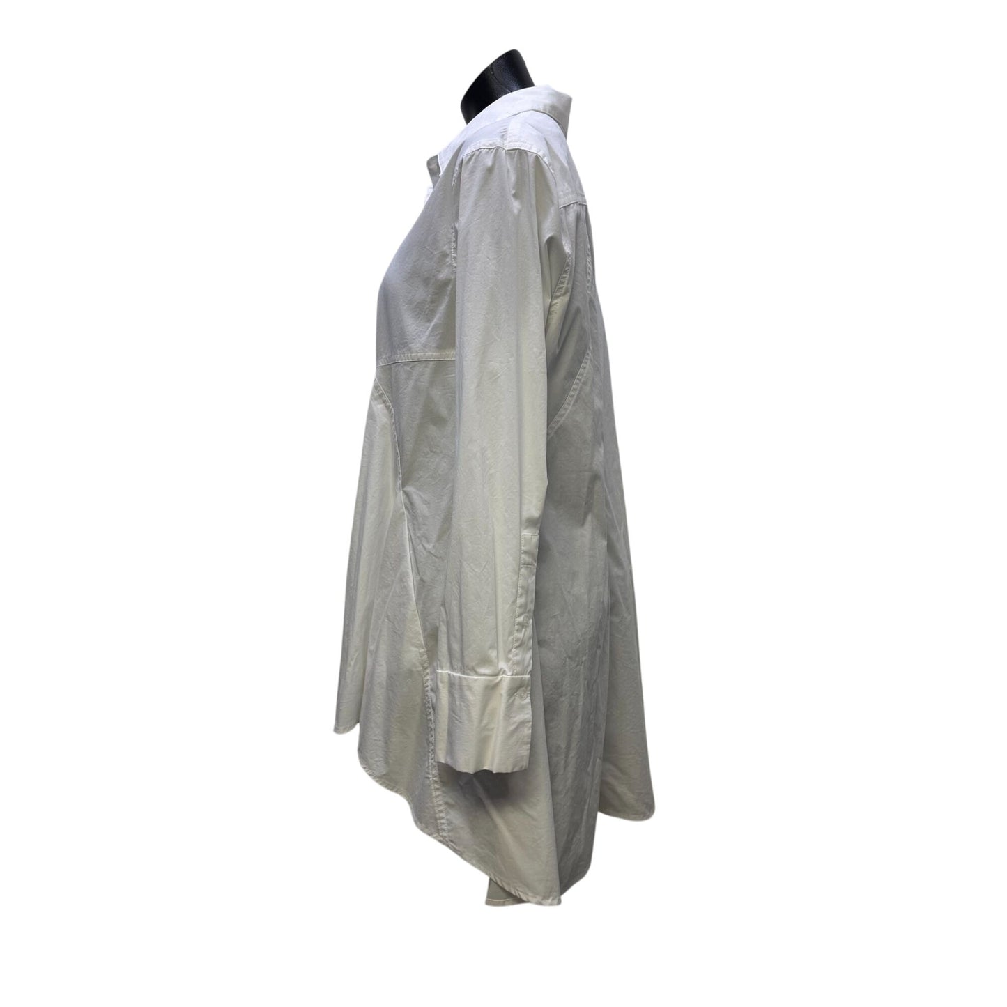 Donna Karan White Long Sleeve Tunic Blouse L