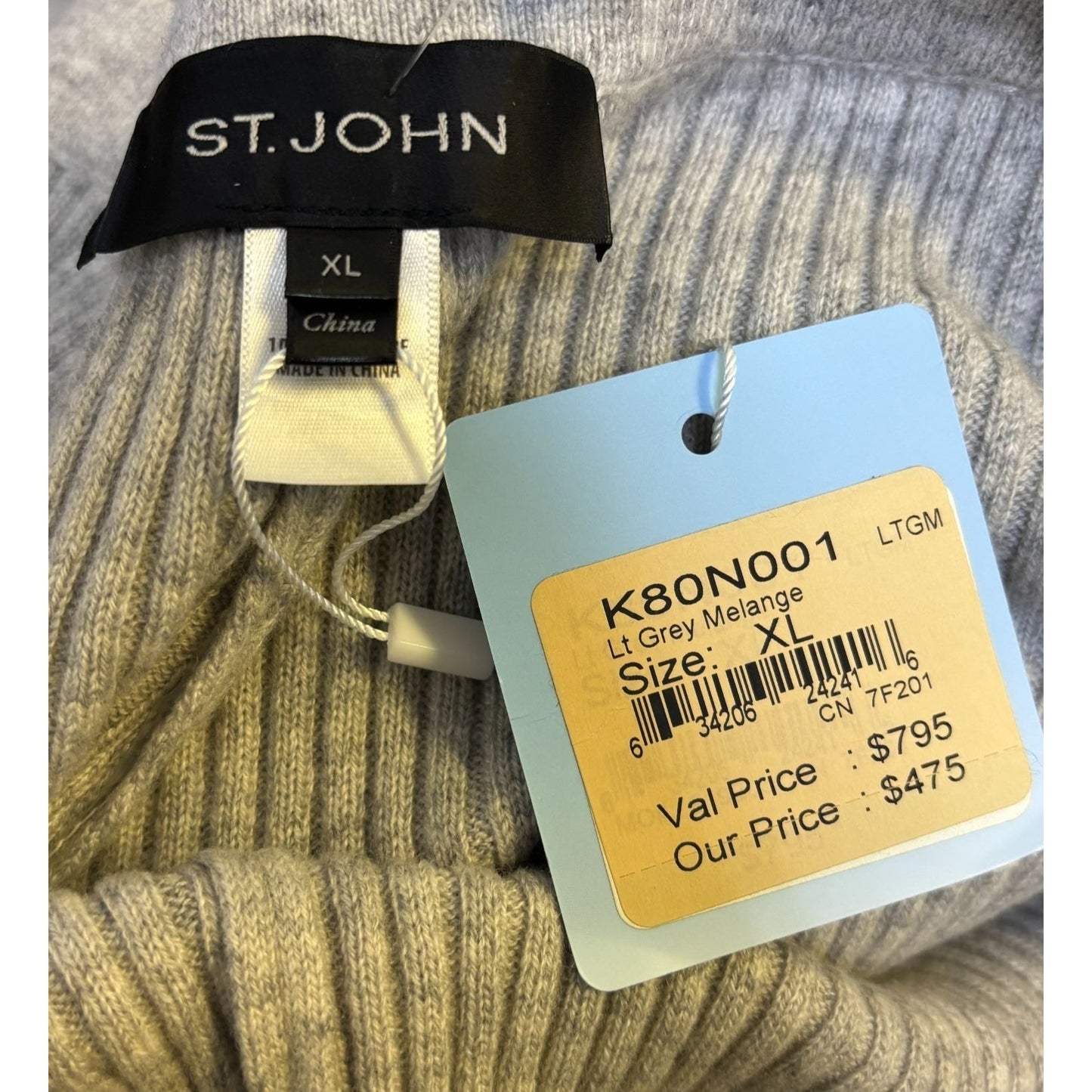 NWT St. John Ribbed Knit Tank & Pants Set Gray L/XL