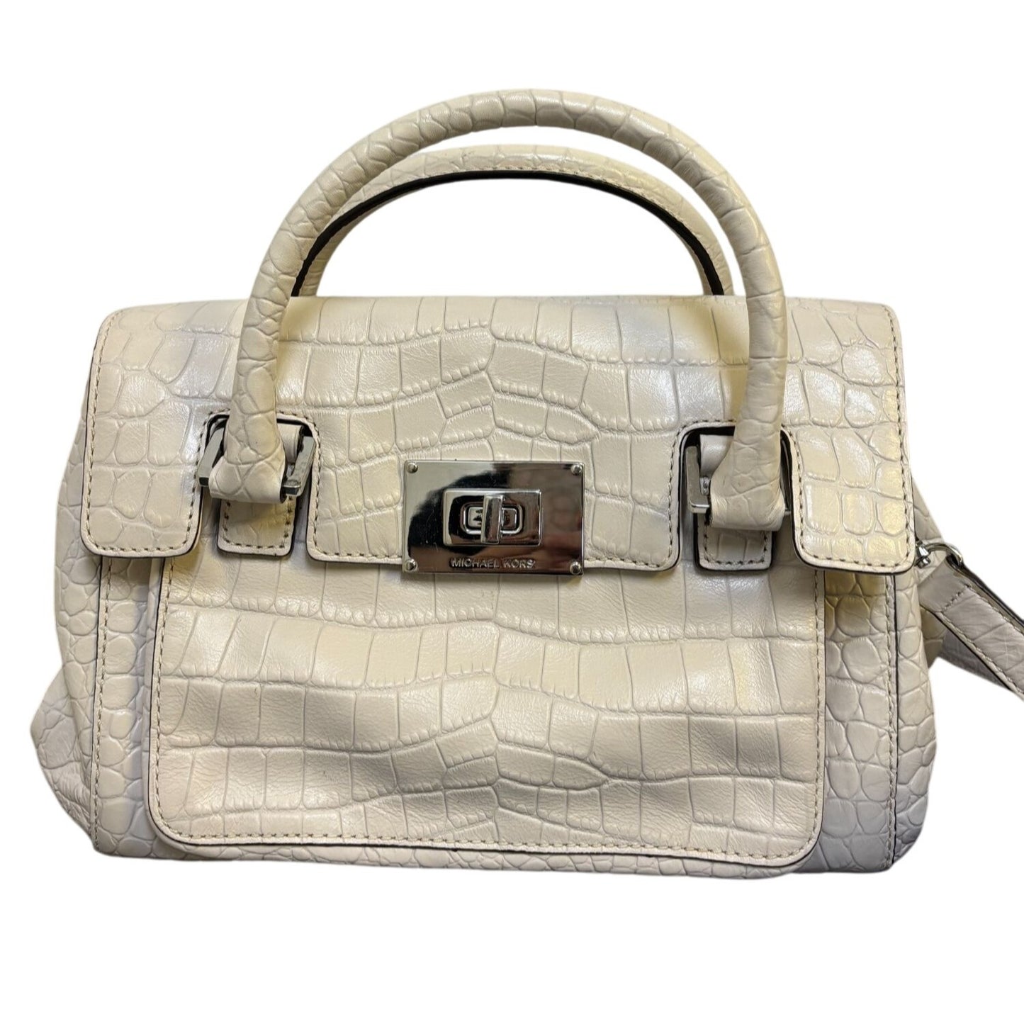 Michael Kors Bone Crocodile-Embossed Leather Shoulder Bag
