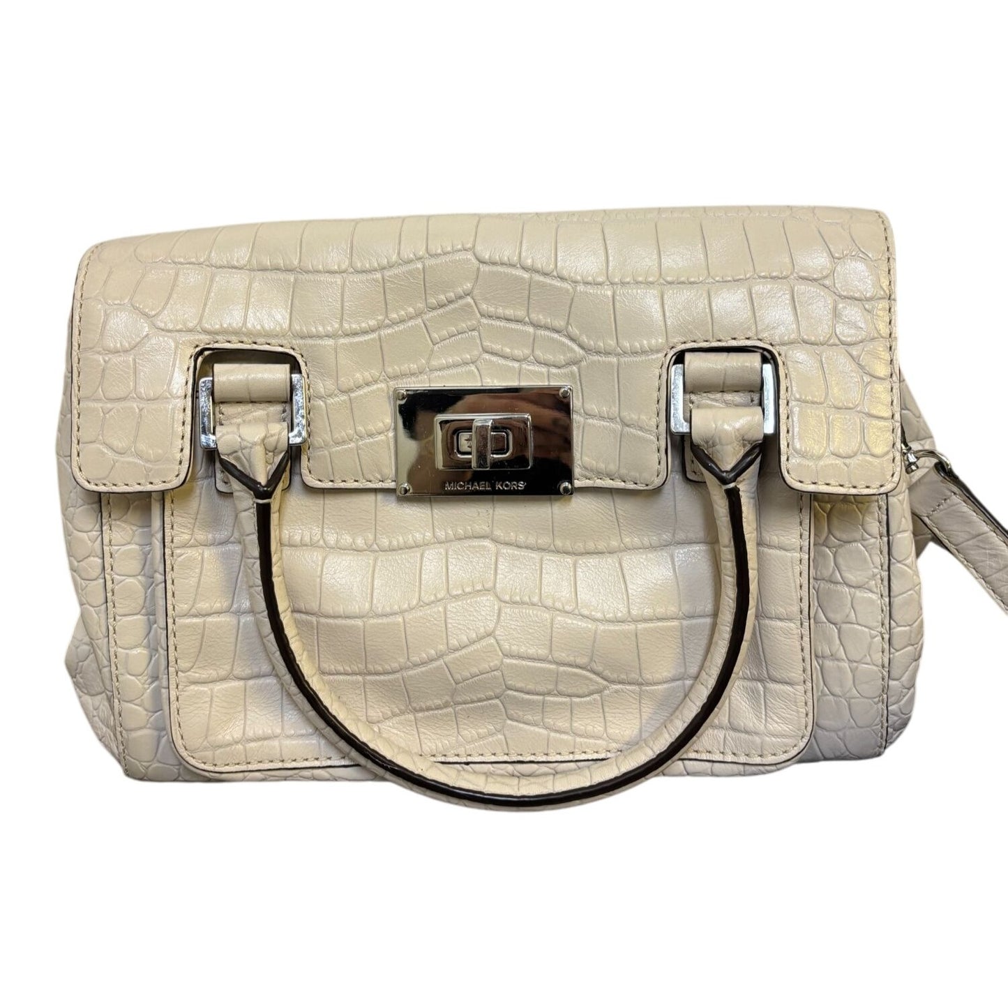 Michael Kors Bone Crocodile-Embossed Leather Shoulder Bag