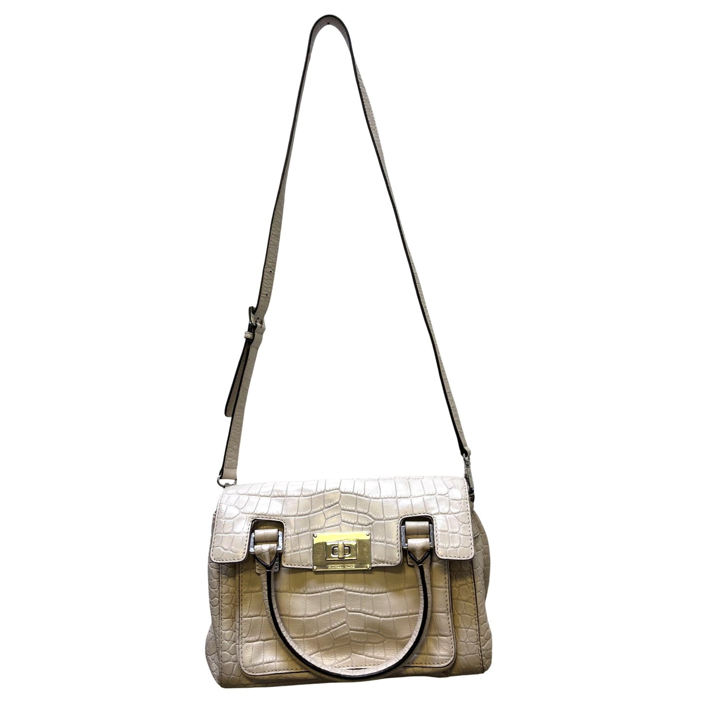 Michael Kors Bone Crocodile-Embossed Leather Shoulder Bag