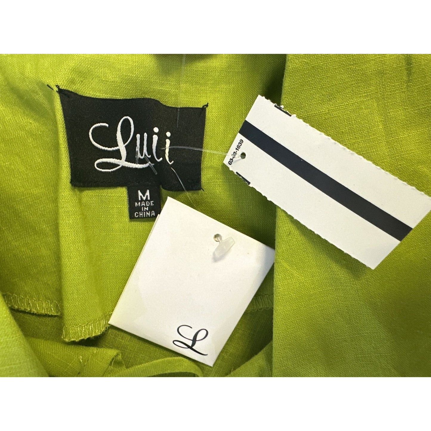NWT Luii Lime Green Button-Up Blouse w/seashell buttons