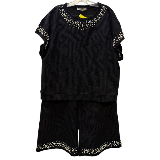 See and Be Seen 2pc Black Pearl Blouse & Pants Set Size L