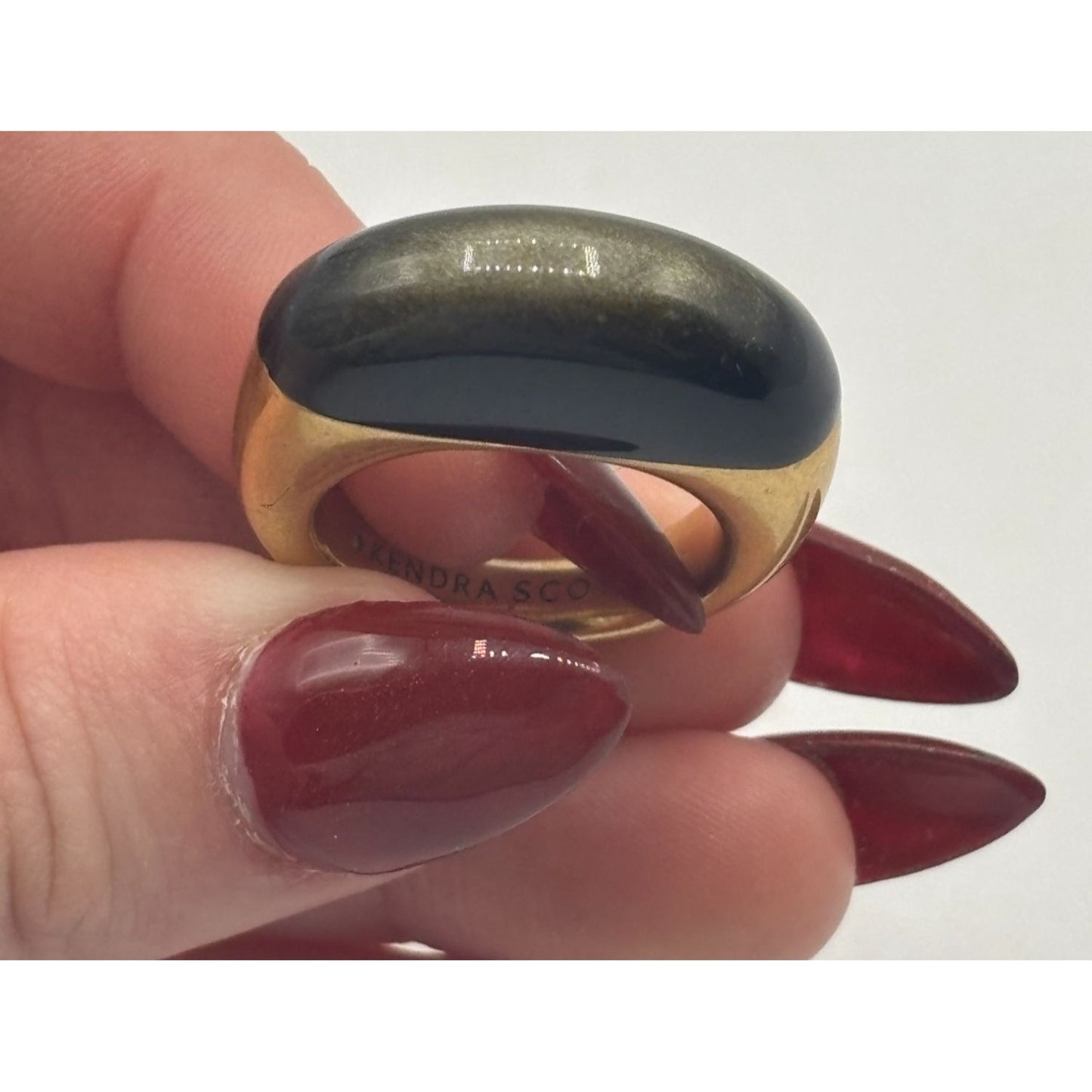Kendra Scott Black & Gold Statement Ring Size 7.5