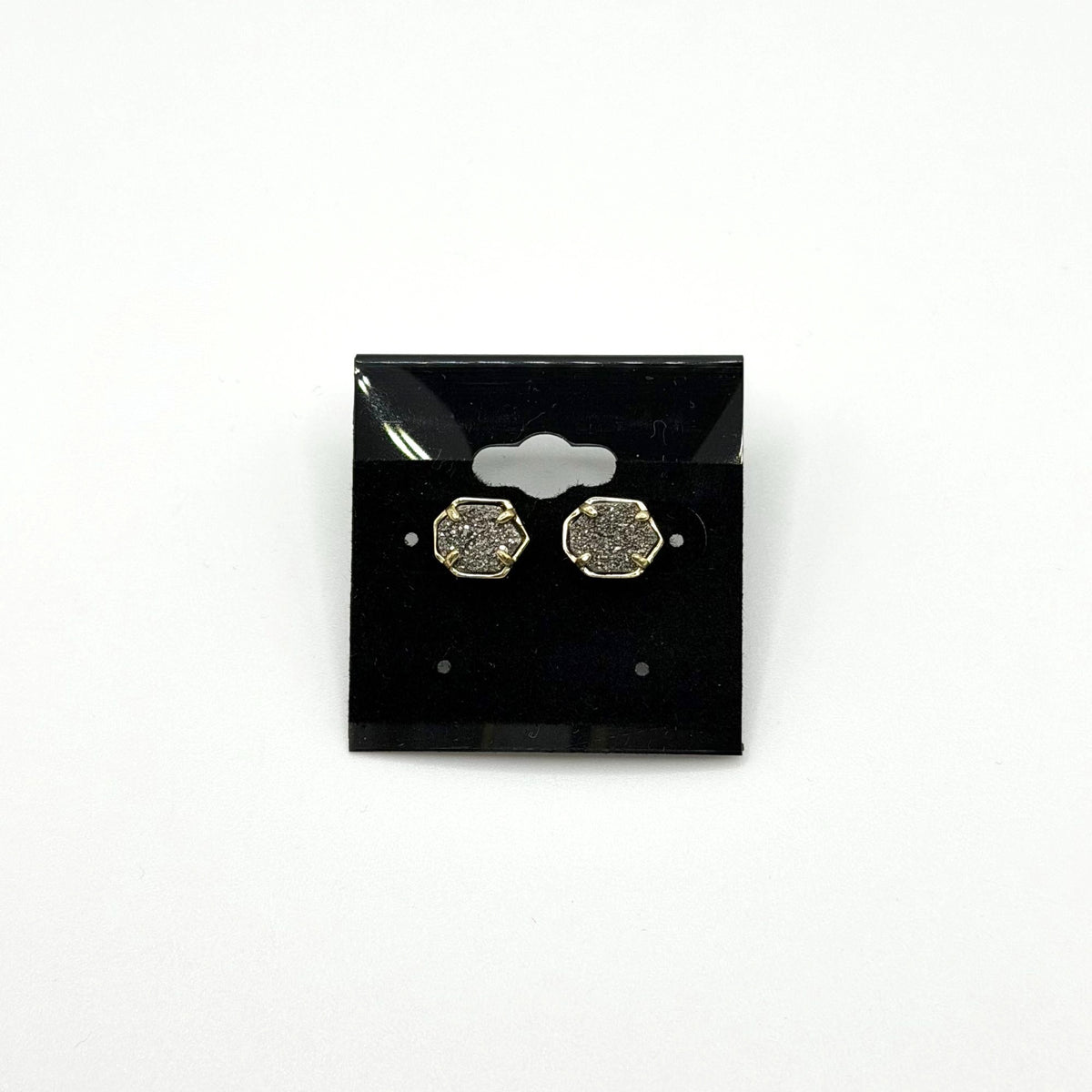 Kendra Scott Taylor Earrings Studs Gold Tone Black Platinum Drusy