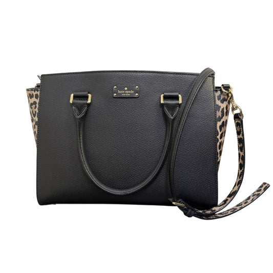 Kate Spade Black Pebbled Leather & Leopard Print Tote Bag