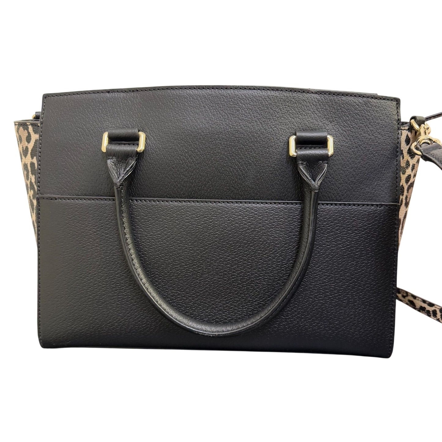 Kate Spade Black Pebbled Leather & Leopard Print Tote Bag