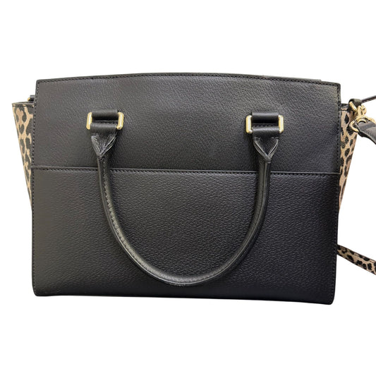 Kate Spade Black Pebbled Leather & Leopard Print Tote Bag