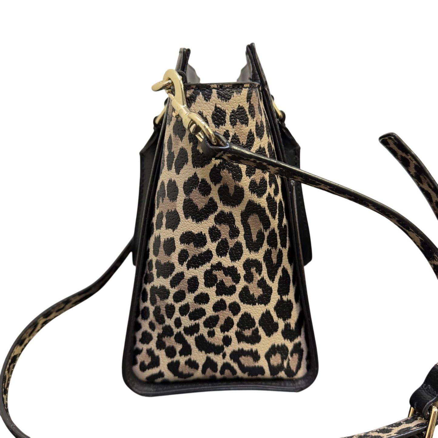 Kate Spade Black Pebbled Leather & Leopard Print Tote Bag