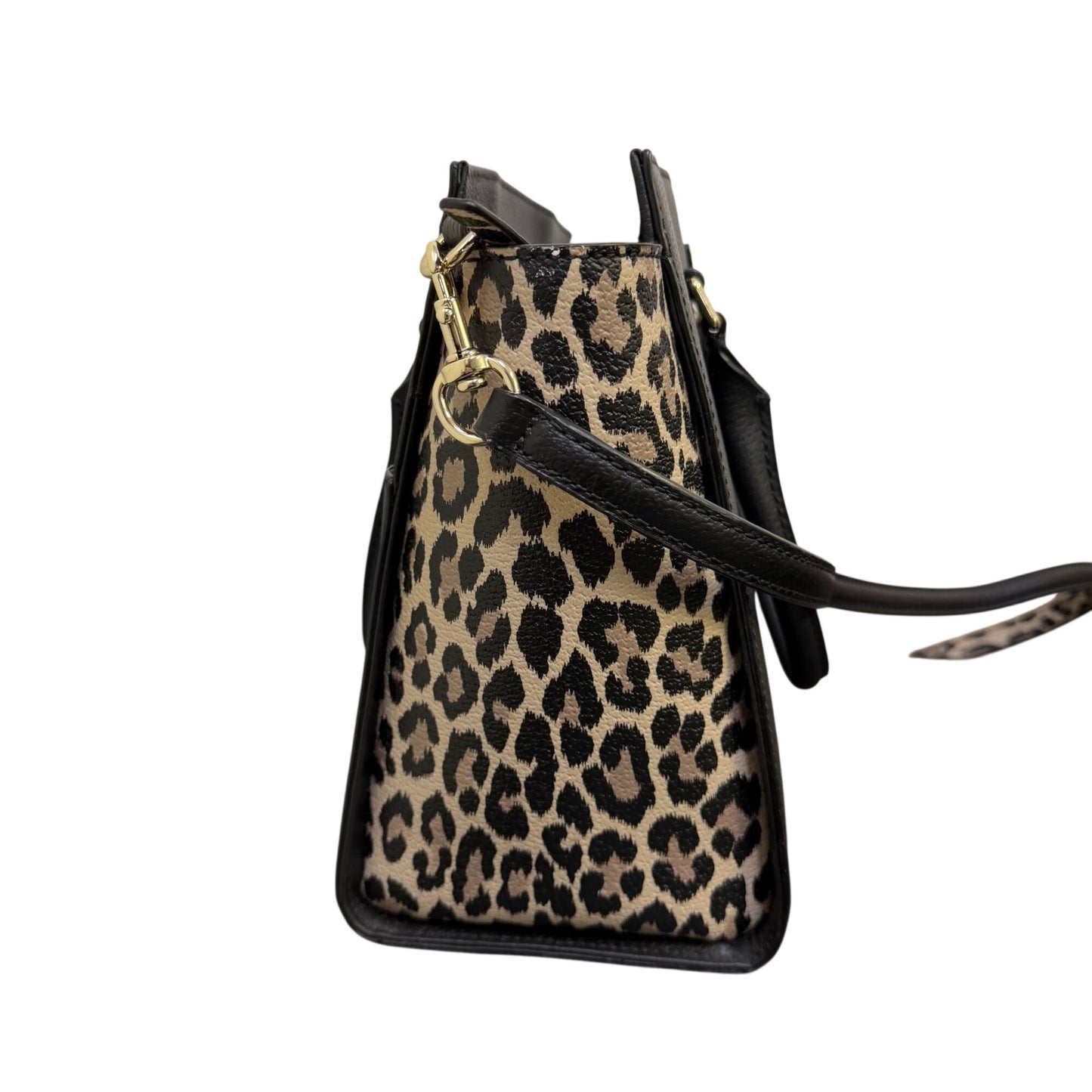 Kate Spade Black Pebbled Leather & Leopard Print Tote Bag