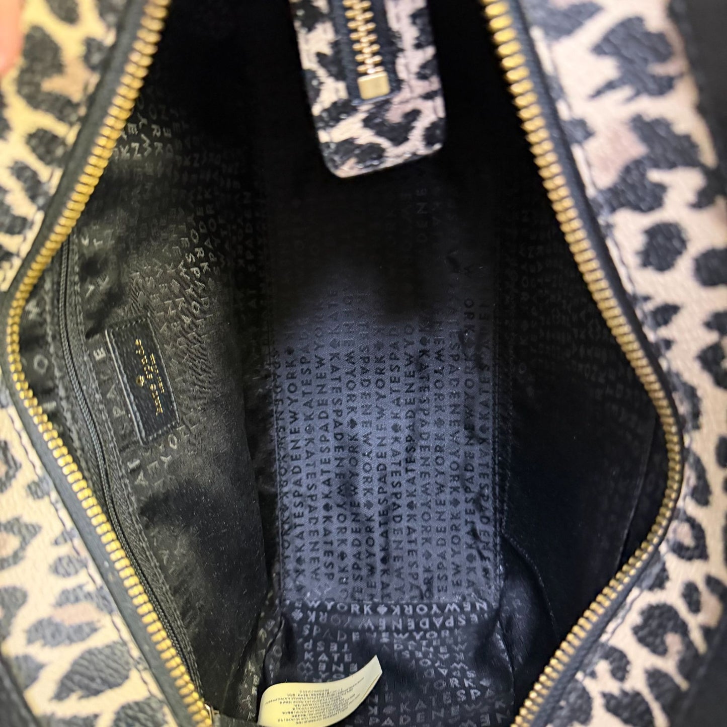 Kate Spade Black Pebbled Leather & Leopard Print Tote Bag