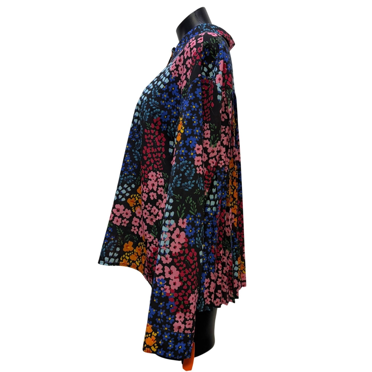 Johnny Was Print Back Pleat Blouse Black Multi M