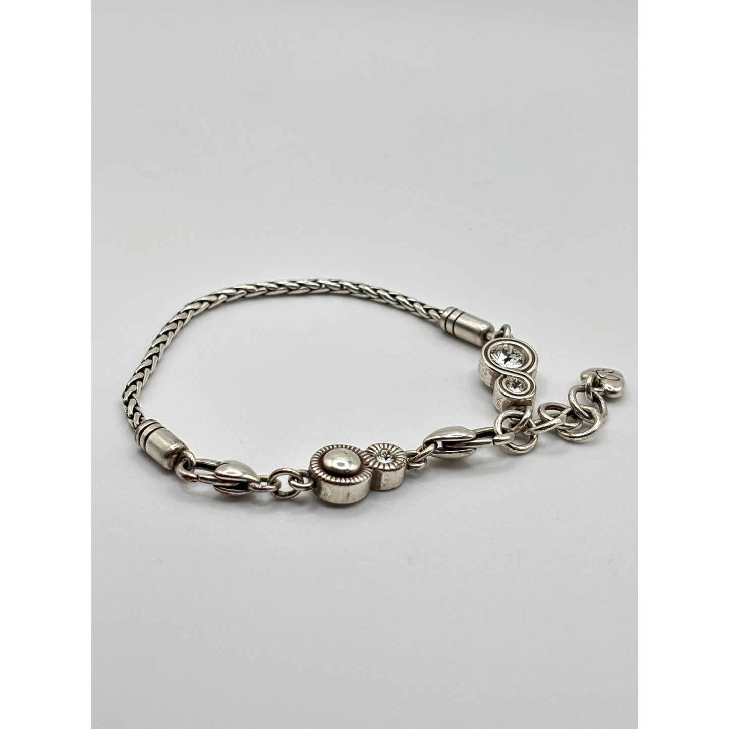 Brighton Silver Wheat Chain Crystal Accent Bracelet