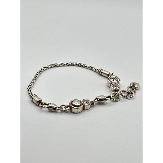 Brighton Silver Wheat Chain Crystal Accent Bracelet