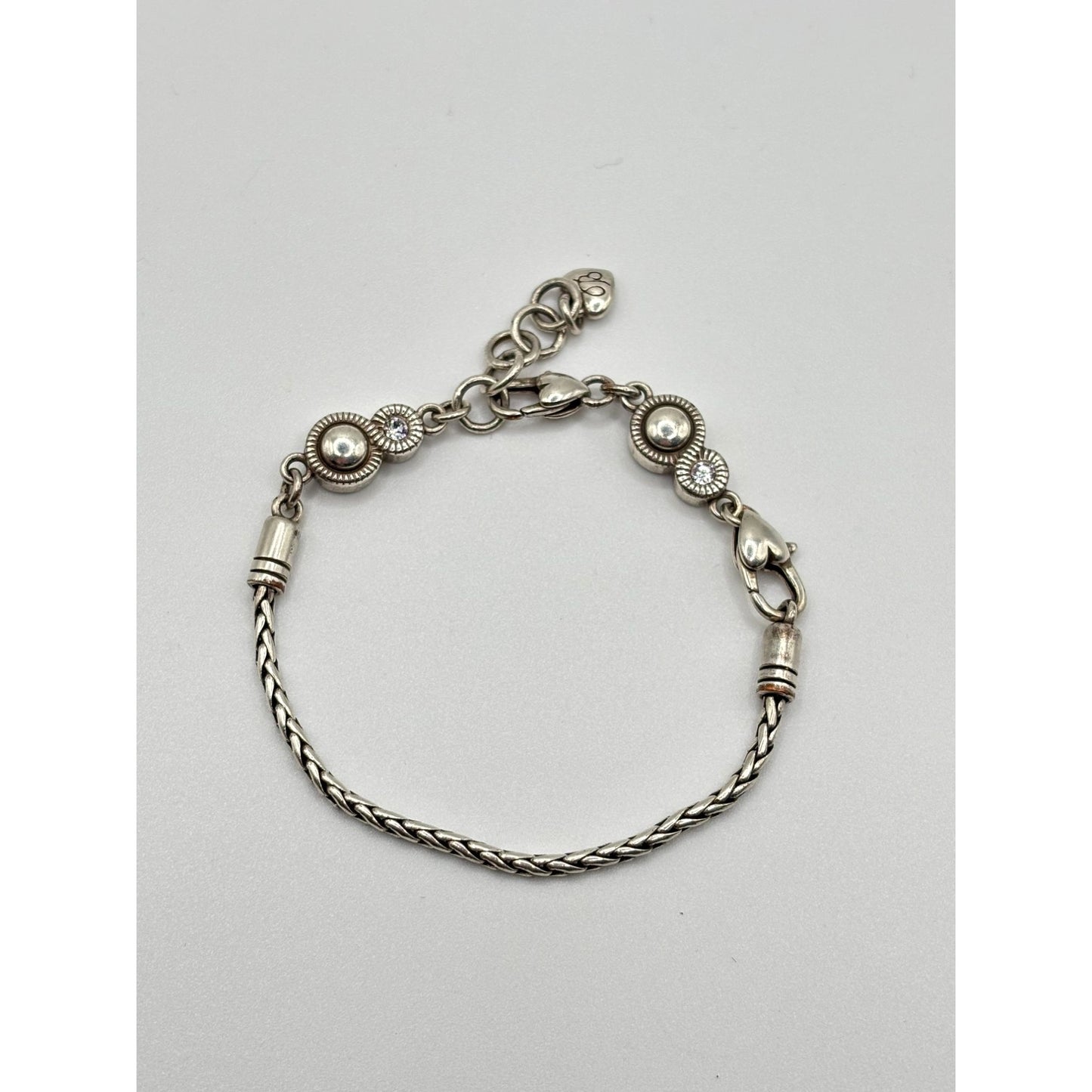 Brighton Silver Wheat Chain Crystal Accent Bracelet