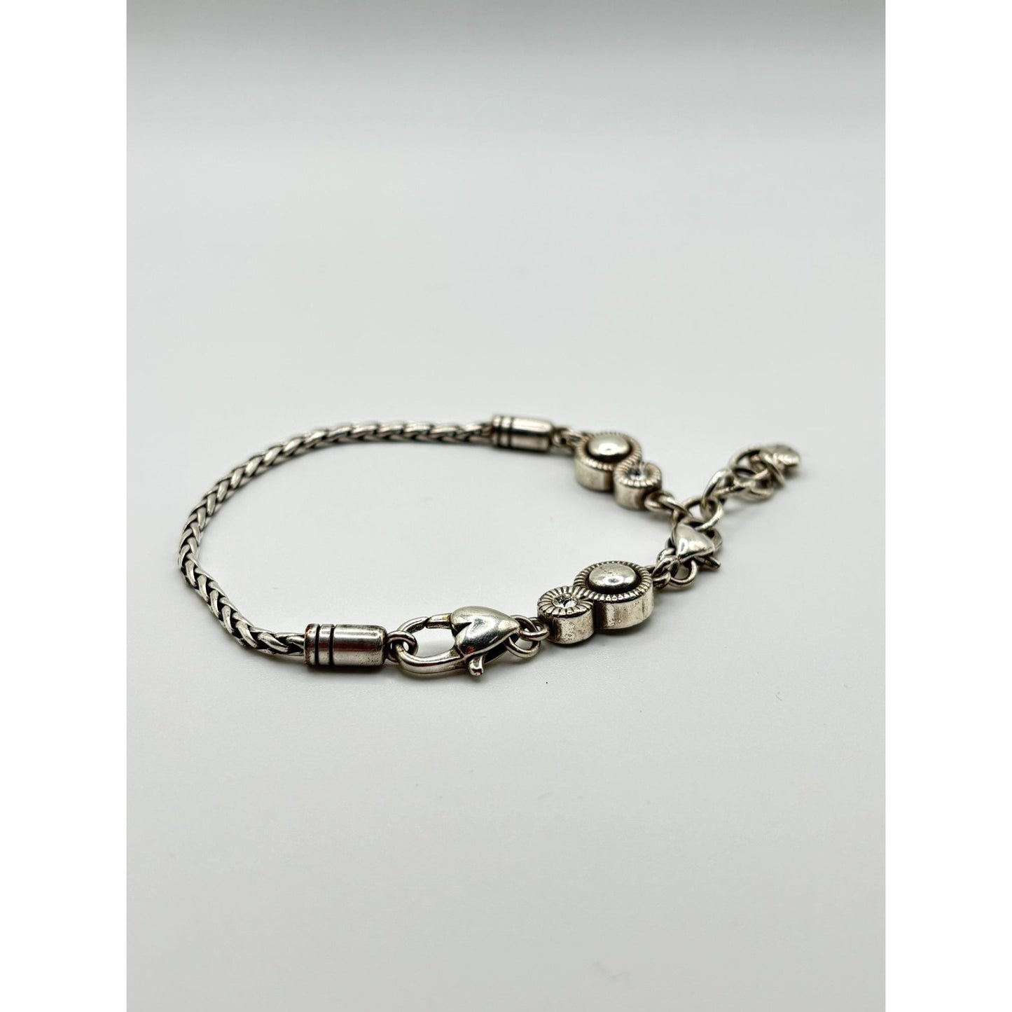 Brighton Silver Wheat Chain Crystal Accent Bracelet