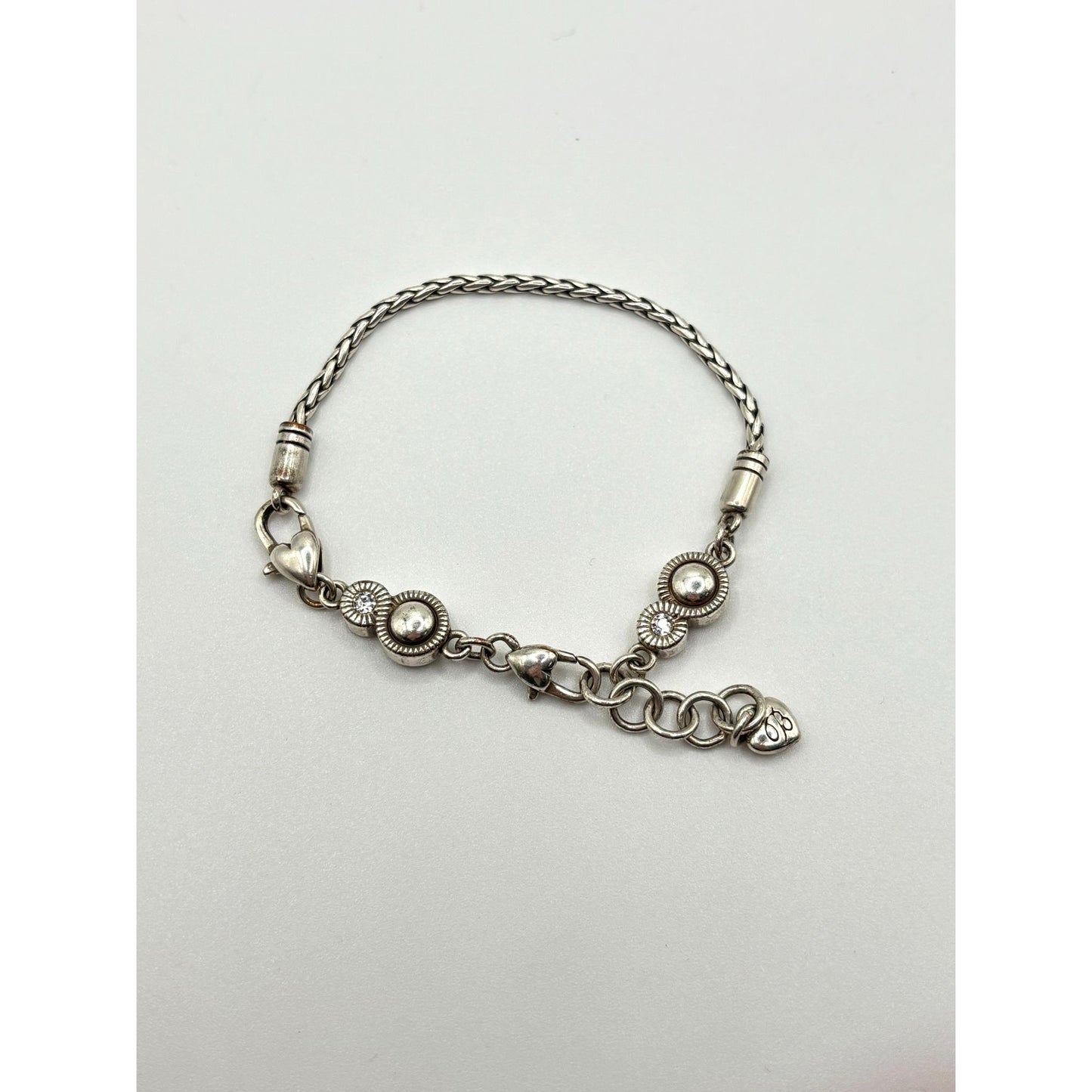 Brighton Silver Wheat Chain Crystal Accent Bracelet