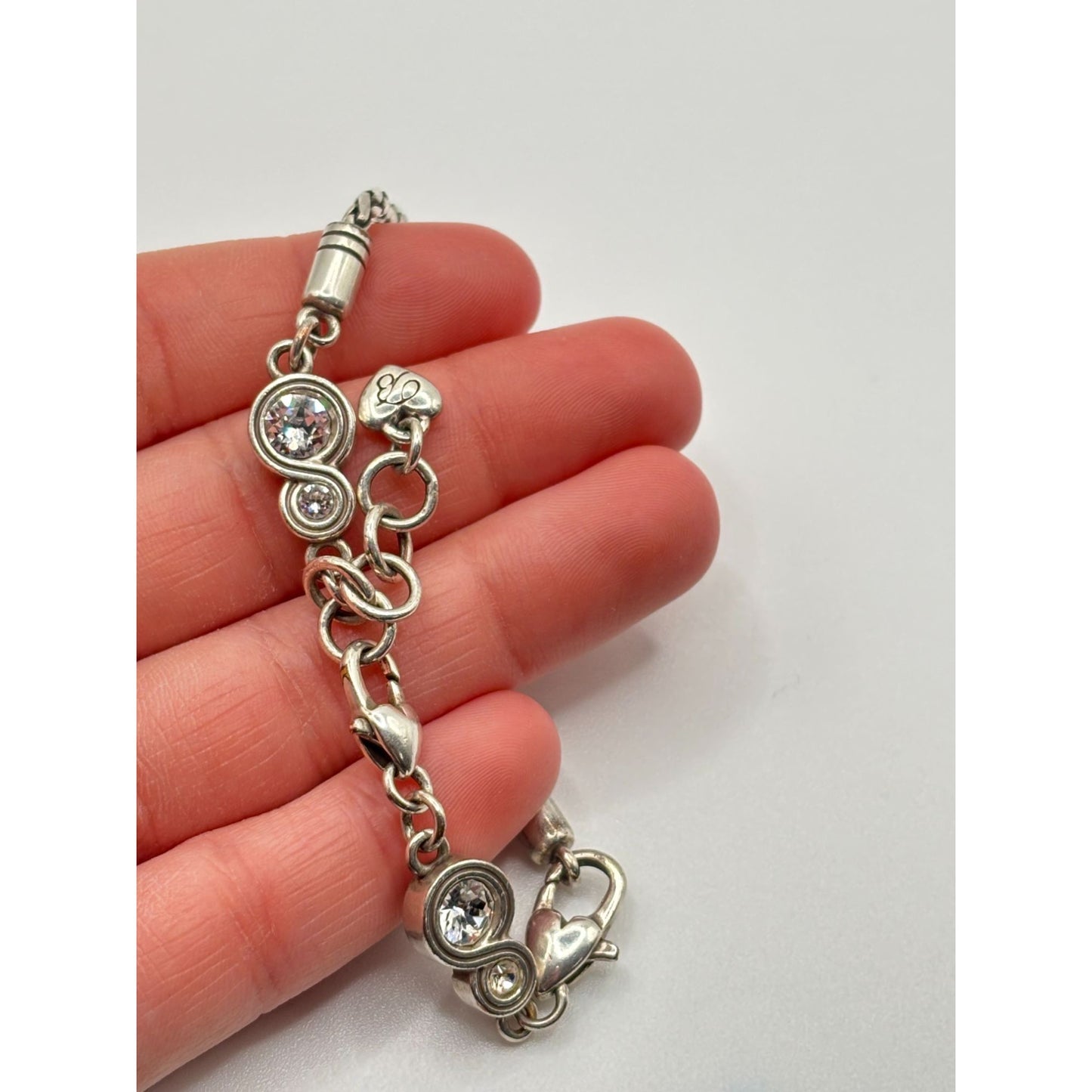 Brighton Silver Wheat Chain Crystal Accent Bracelet