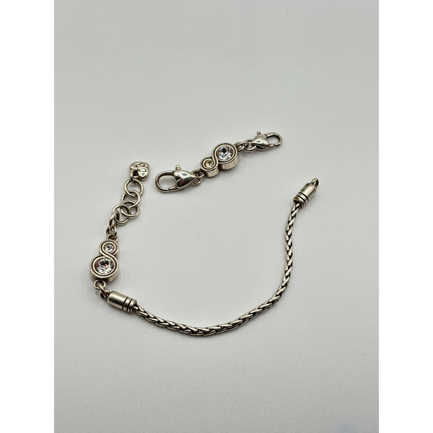 Brighton Silver Wheat Chain Crystal Accent Bracelet