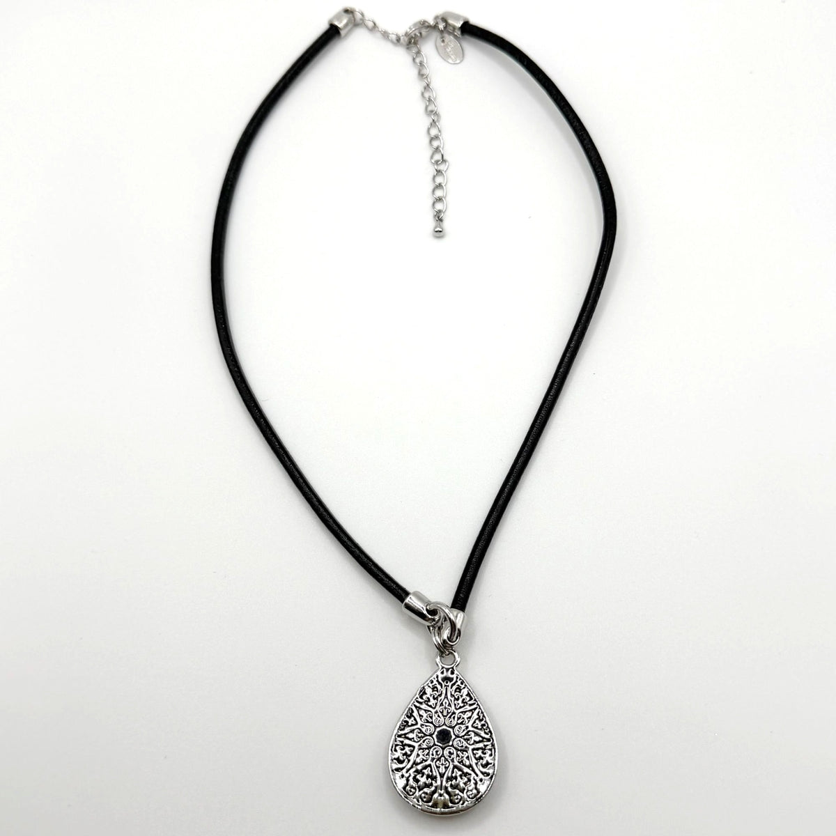 Lia Sophia Genuine Mother-Of-Pearl Teardrop Pendant Leather Cord Necklace