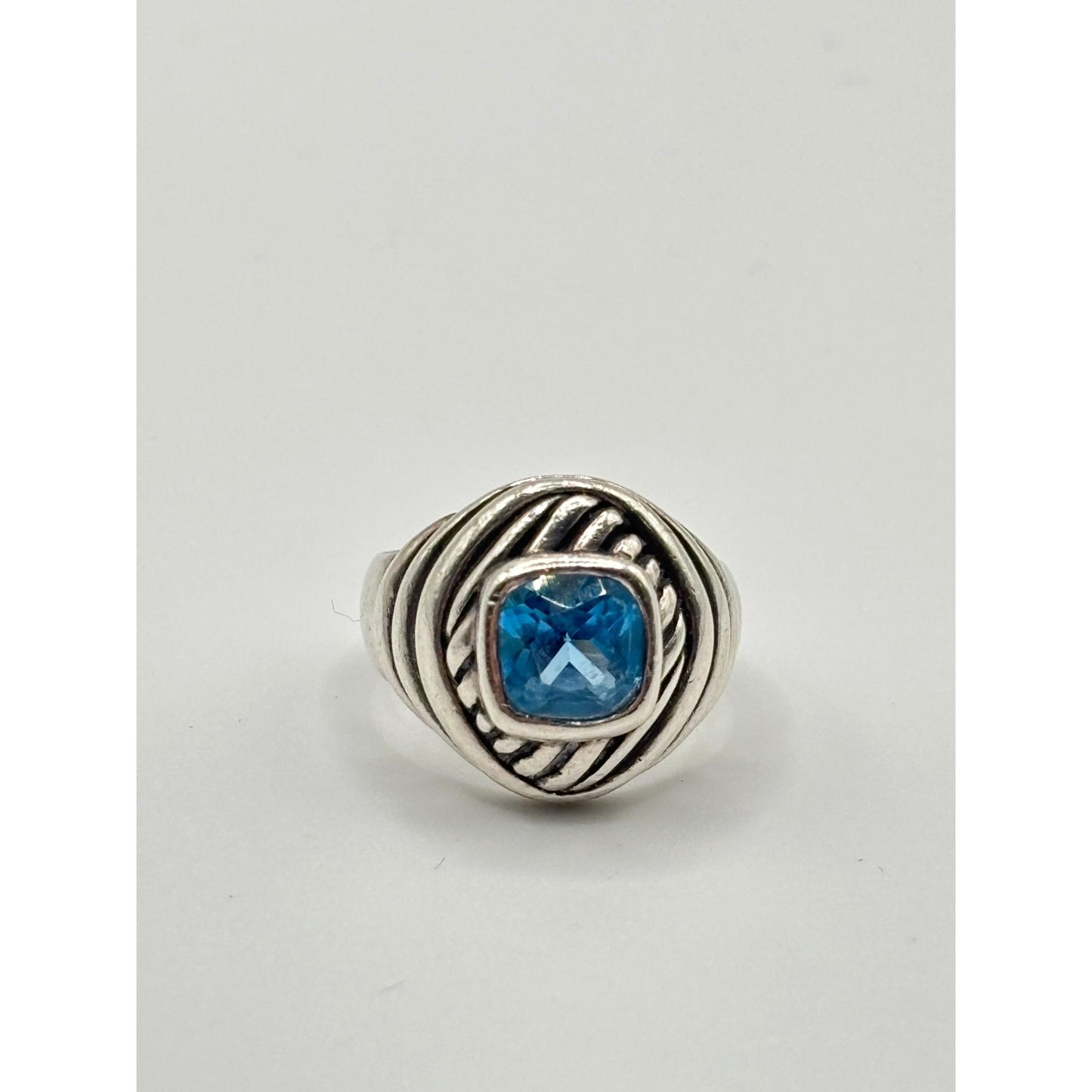 Vintage Sterling Silver Blue Topaz Ring Size 7.5