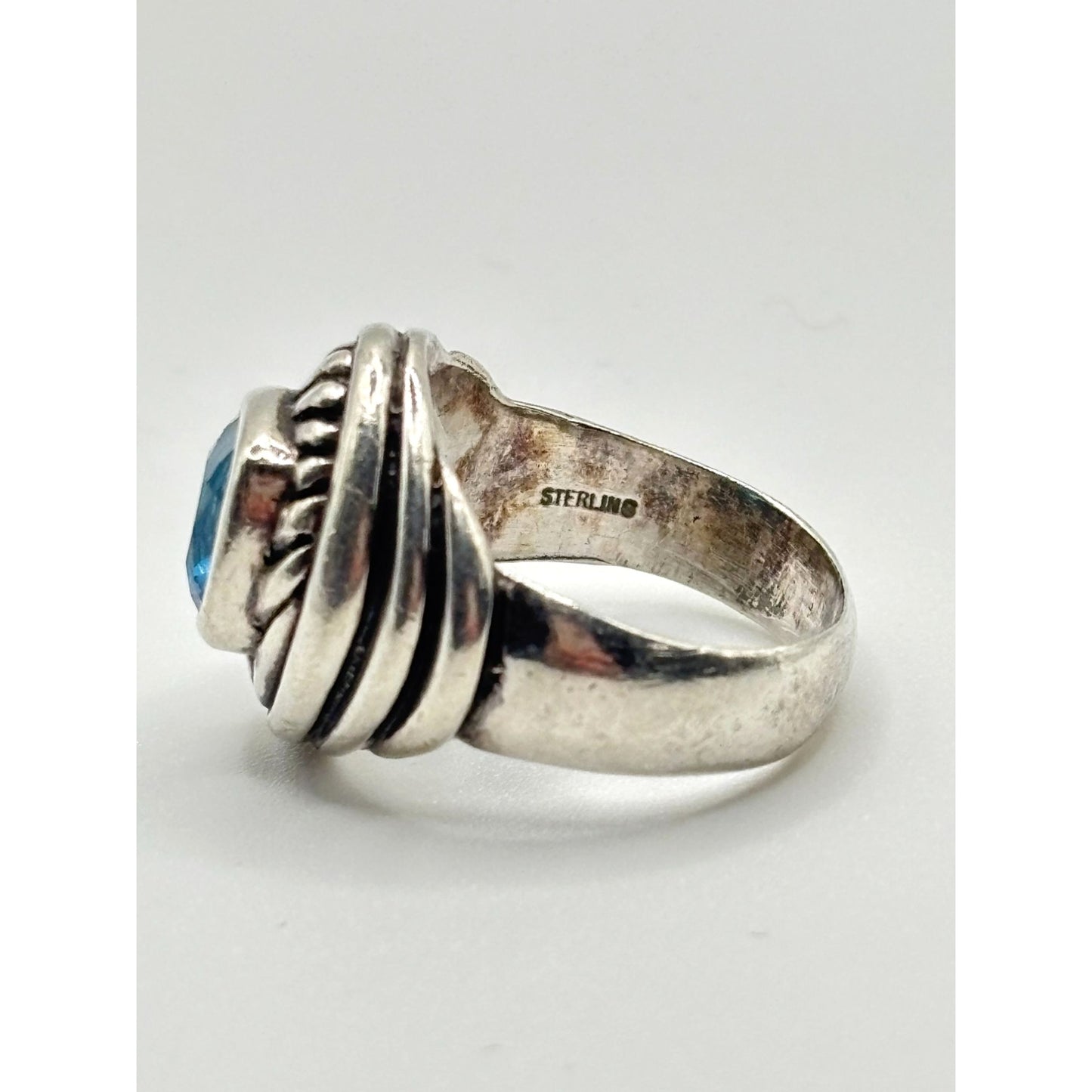 Vintage Sterling Silver Blue Topaz Ring Size 7.5