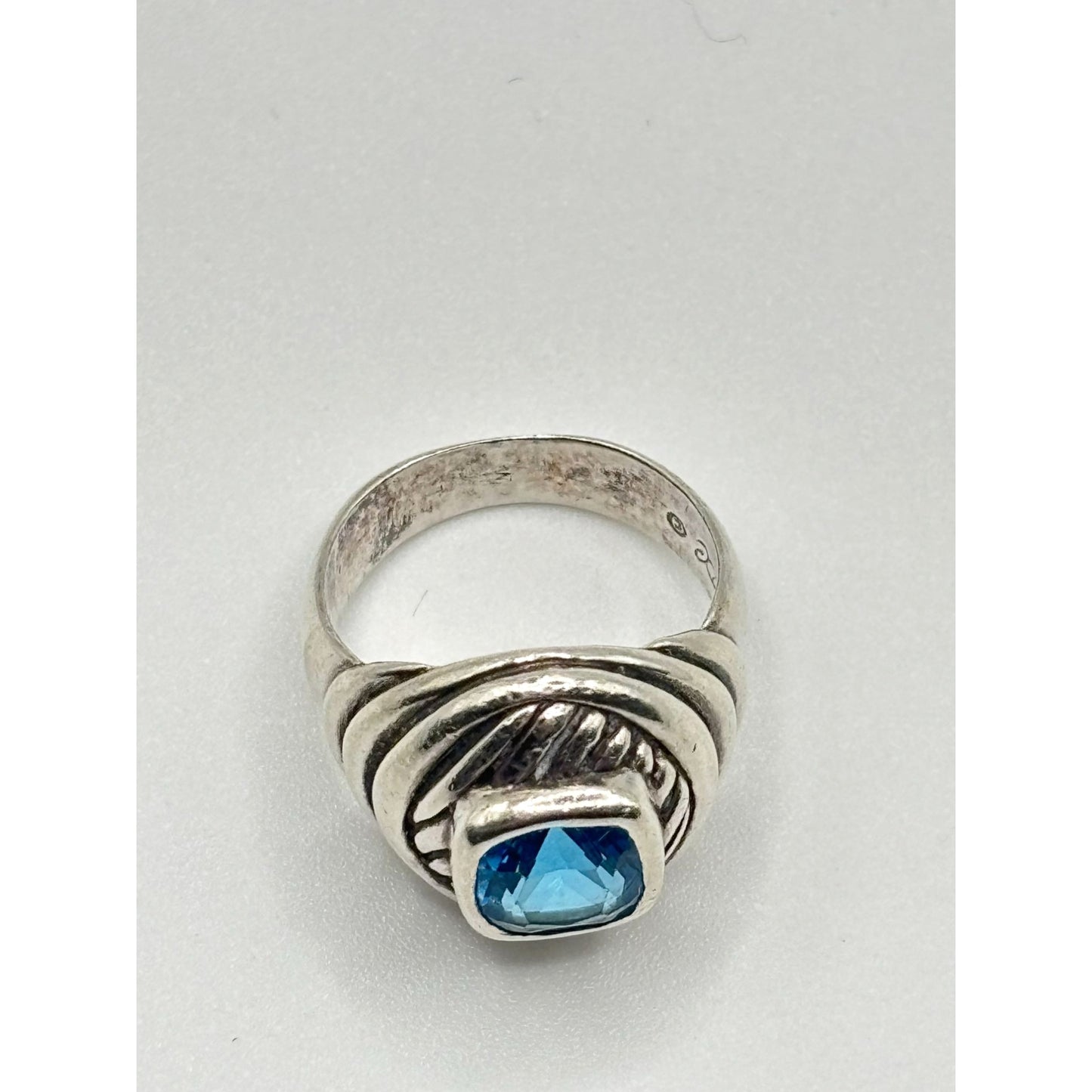 Vintage Sterling Silver Blue Topaz Ring Size 7.5