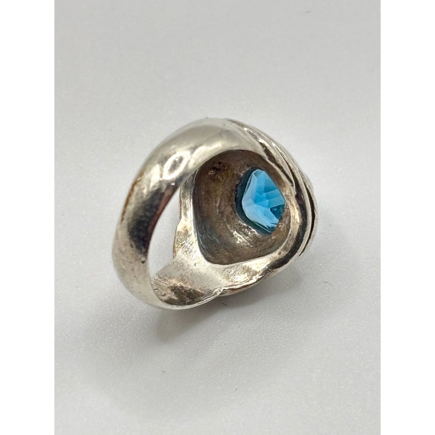 Vintage Sterling Silver Blue Topaz Ring Size 7.5