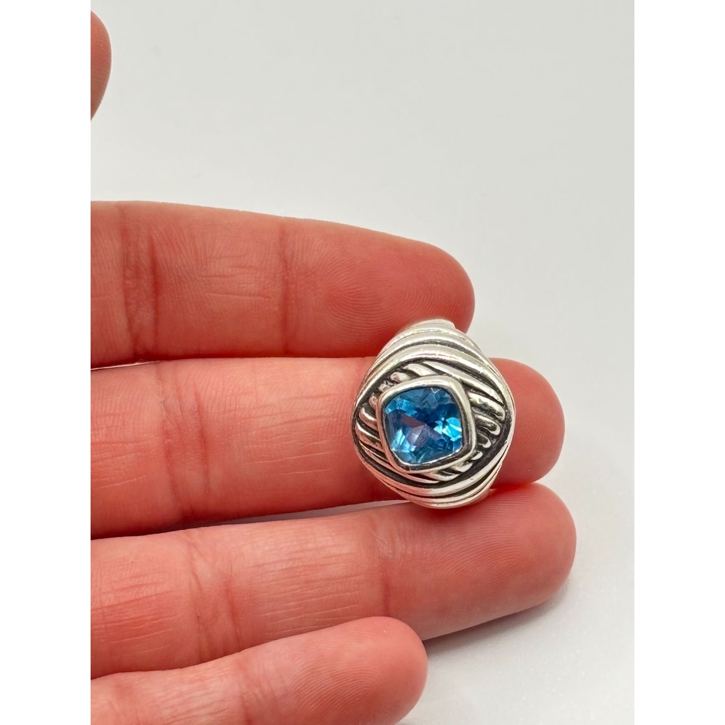 Vintage Sterling Silver Blue Topaz Ring Size 7.5