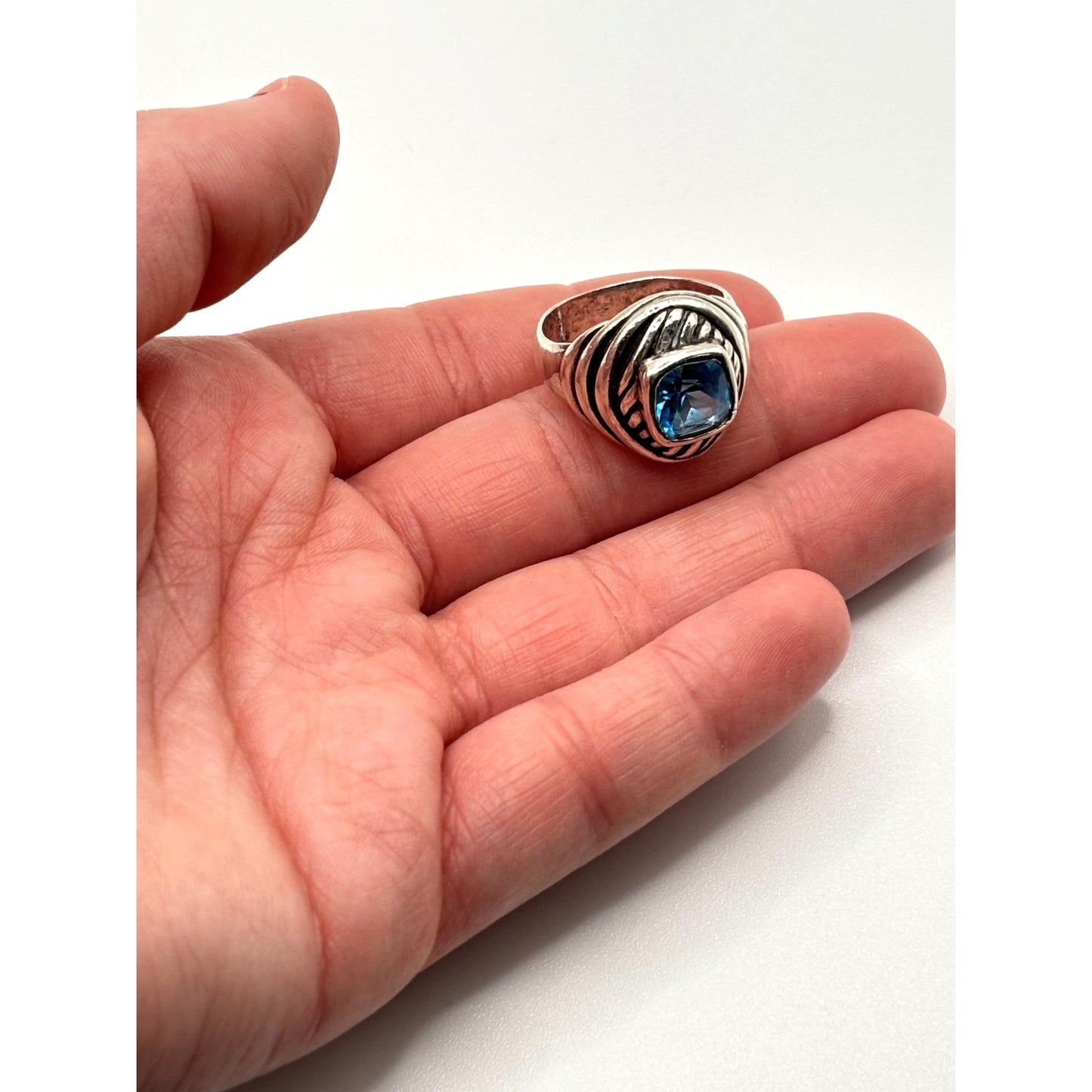 Vintage Sterling Silver Blue Topaz Ring Size 7.5