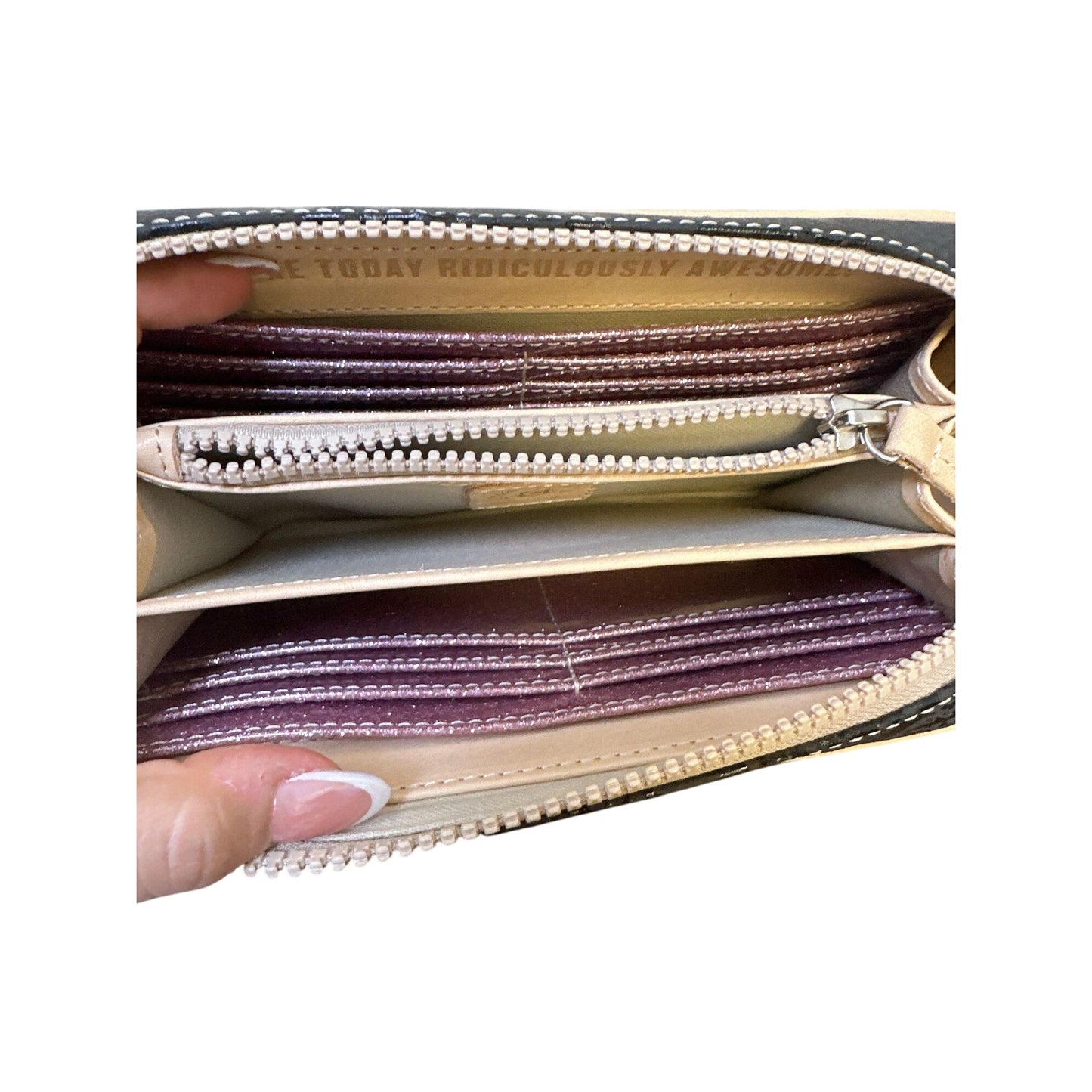 Consuela MTRA Black & Beige Snakeskin Wristlet Wallet