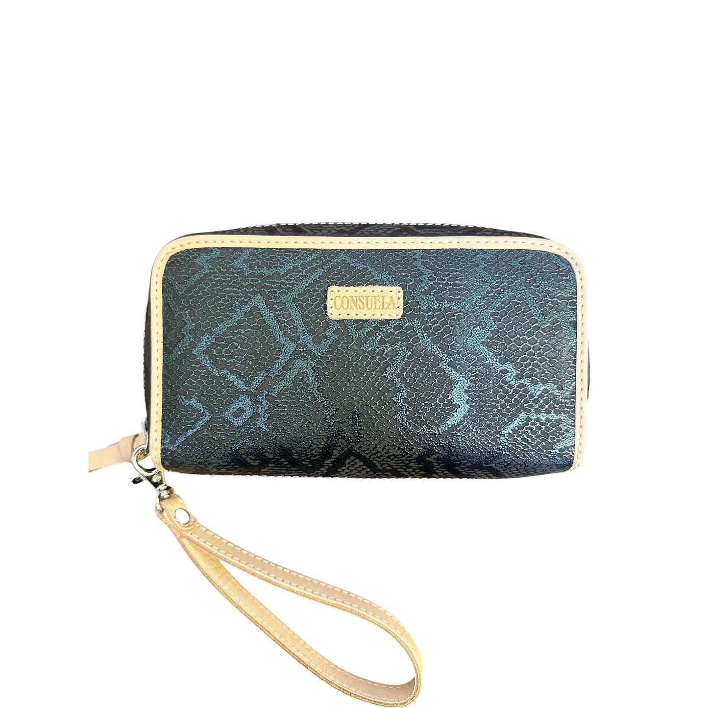 Consuela MTRA Black & Beige Snakeskin Wristlet Wallet