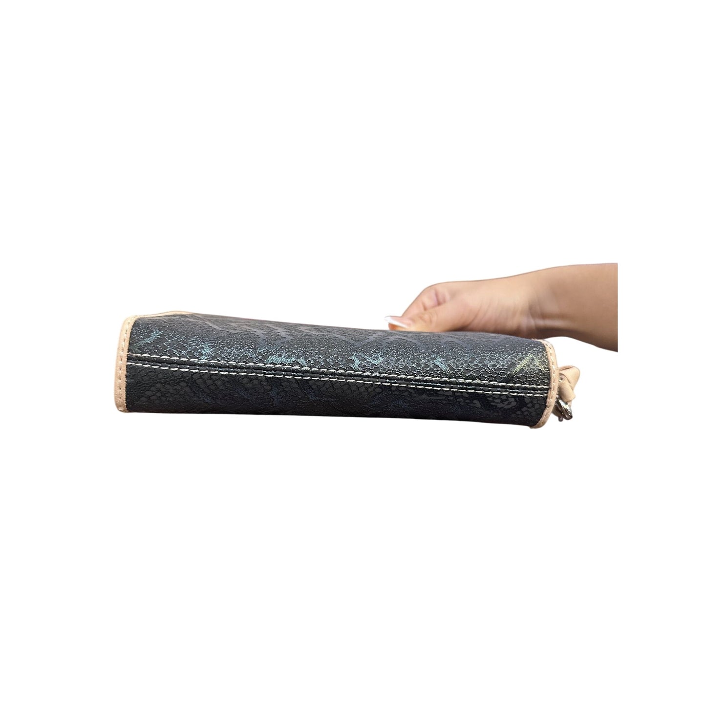 Consuela MTRA Black & Beige Snakeskin Wristlet Wallet