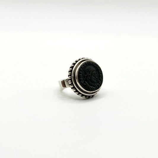 925 Sterling Silver Roman Coin Ring Size 7